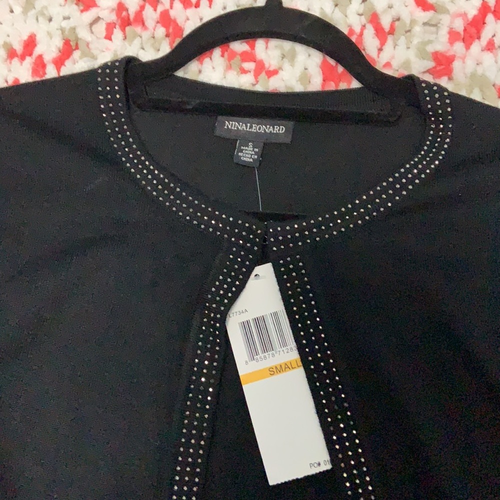NWT Nina Leonard Black Glitz Sweater